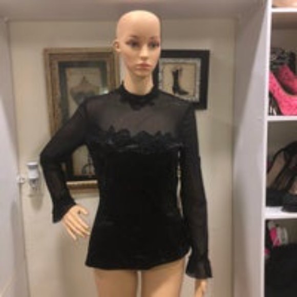 Joseph Ribkoff Floral Lace Mesh Long Sleeves Blous